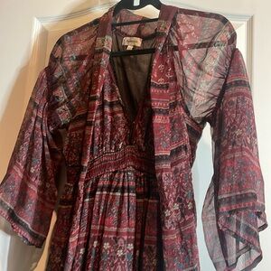 Sheer light weight lined 3/4 sleeves dress NWOT P2P 13 waist 13 🌺🌷🌹